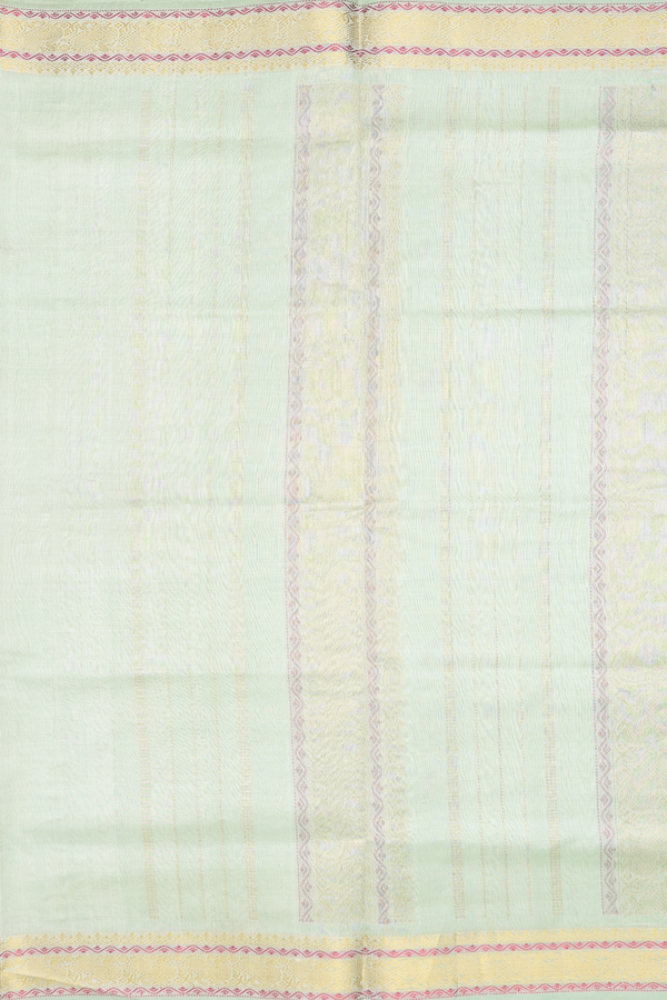 Silk Cotton Saree In Pastel Green With Threadwork Buttas