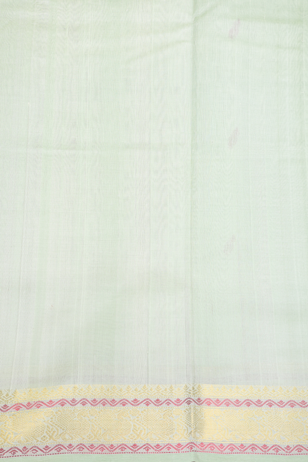 Silk Cotton Saree In Pastel Green With Threadwork Buttas