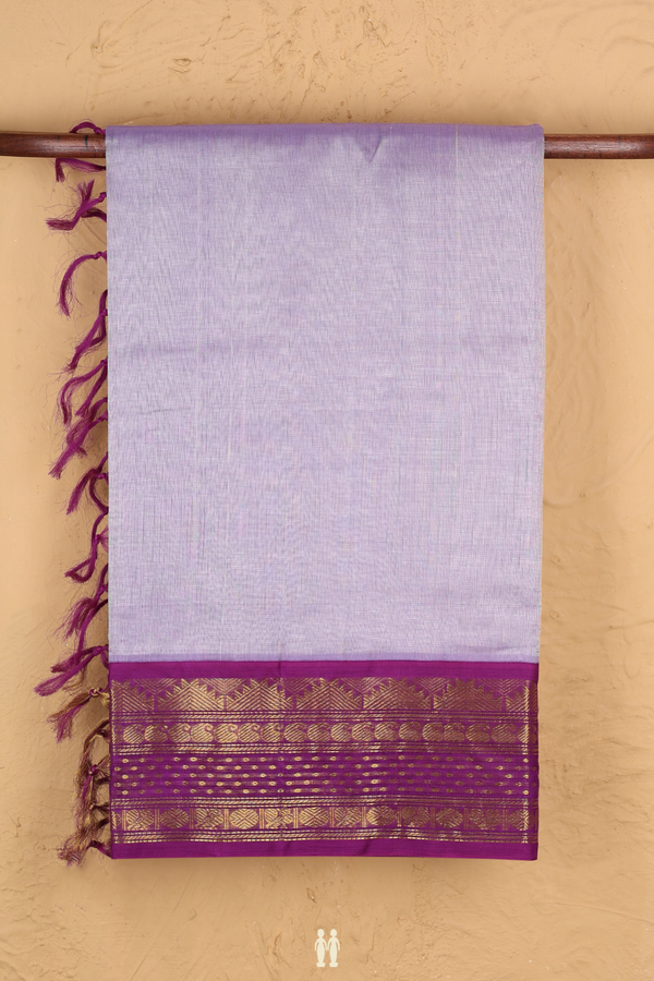 Silk Cotton Saree In Pastel Purple With Contrast Border