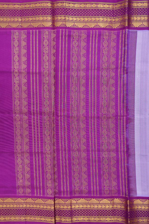 Silk Cotton Saree In Pastel Purple With Contrast Border