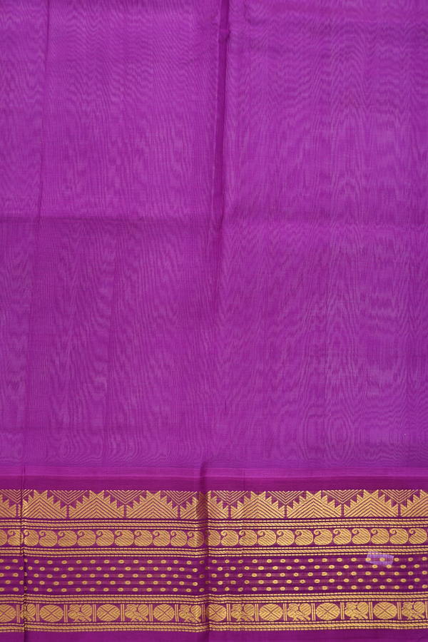 Silk Cotton Saree In Pastel Purple With Contrast Border