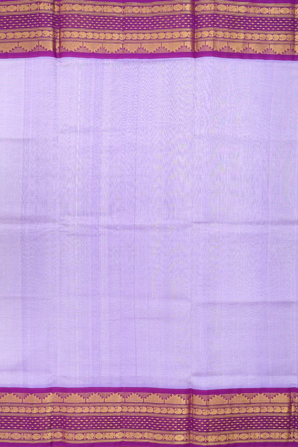 Silk Cotton Saree In Pastel Purple With Contrast Border