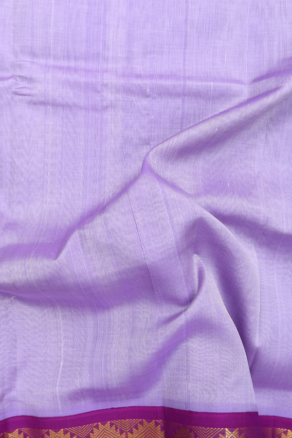 Silk Cotton Saree In Pastel Purple With Contrast Border