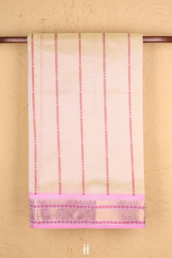 Silk Cotton Saree In Dual Tone With Stripes Design
