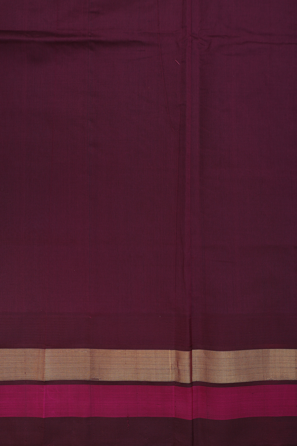 Silk Cotton Saree In Peacock Green With Contrast Border