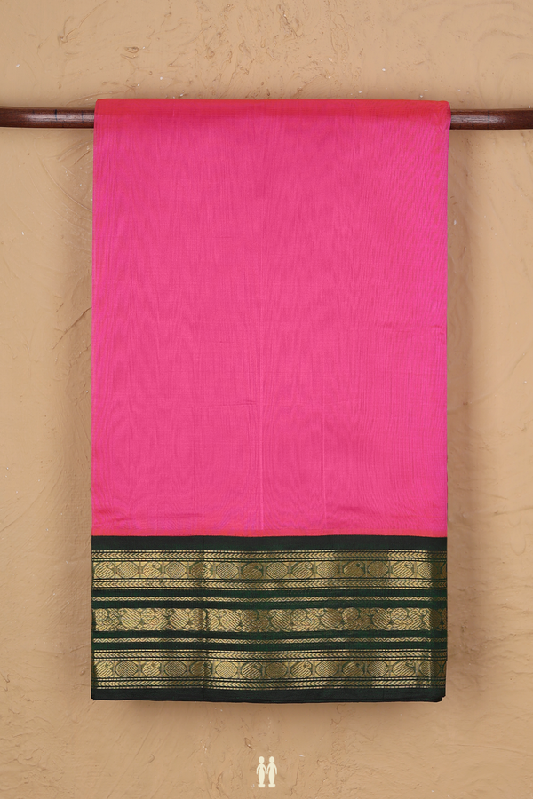 Silk Cotton Saree In Pink With Traditional Border