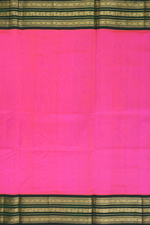 Silk Cotton Saree In Pink With Traditional Border