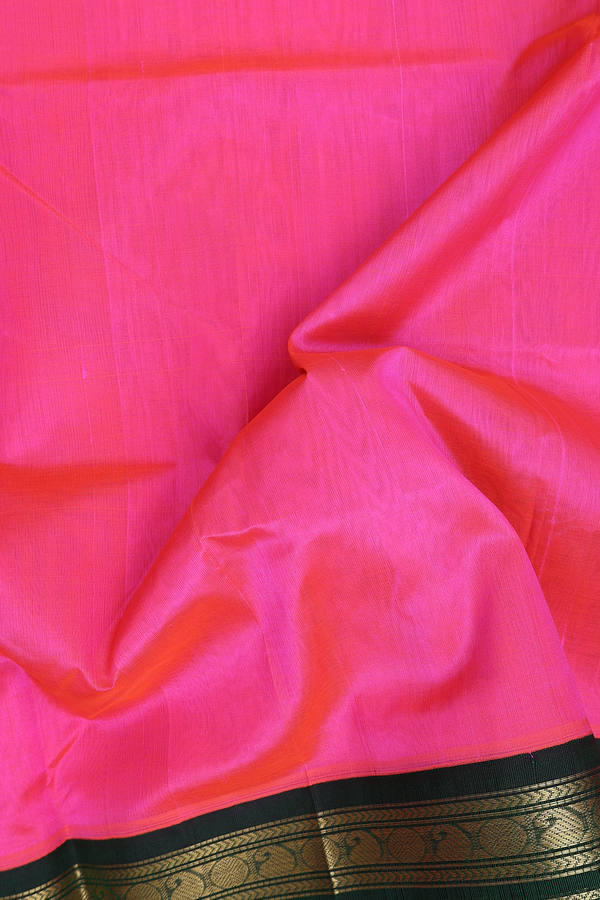 Silk Cotton Saree In Pink With Traditional Border