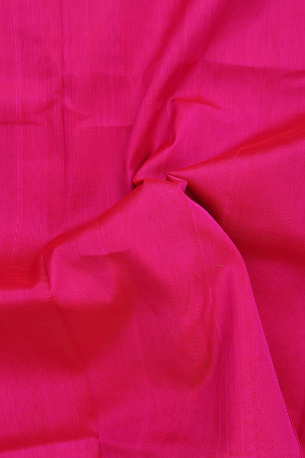 Silk Cotton Saree In Plain Magenta With Rudraksh Border