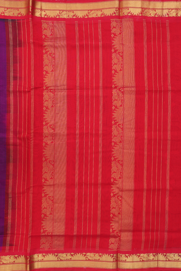 Silk Cotton Saree In Plain Purple With Contrast Border