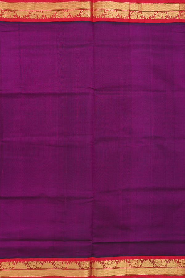 Silk Cotton Saree In Plain Purple With Contrast Border