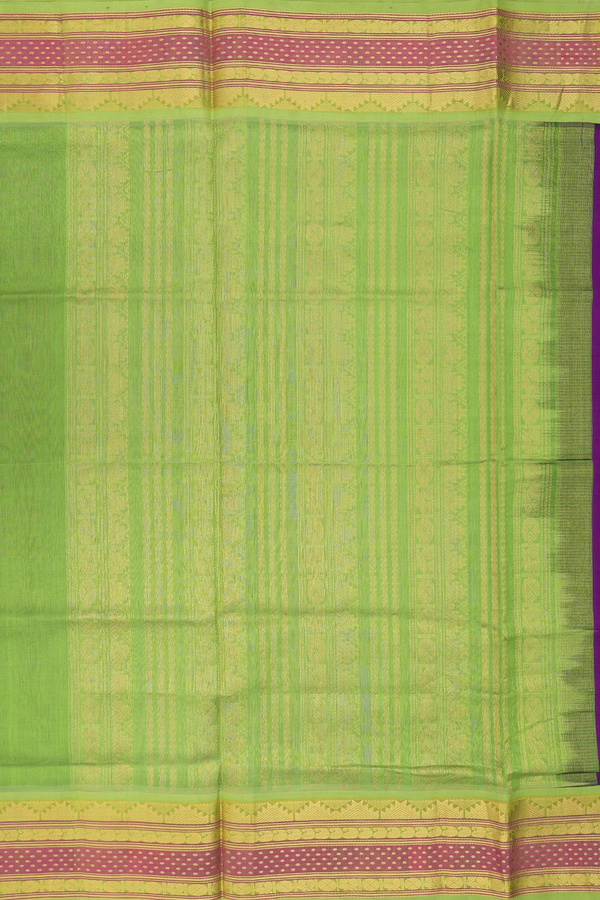 Silk Cotton Saree In Plum Purple With Contrast Border