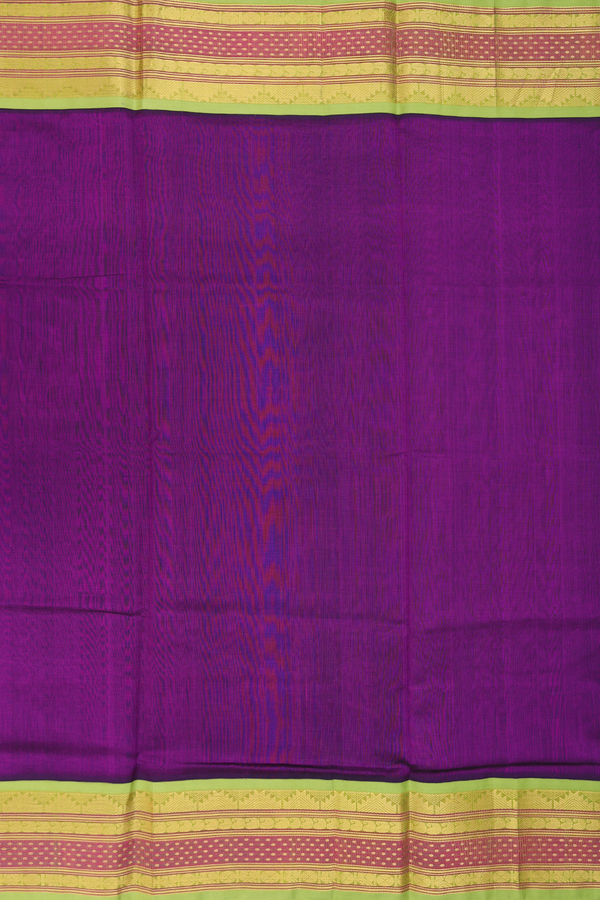 Silk Cotton Saree In Plum Purple With Contrast Border