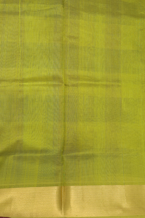 Silk Cotton Saree In Purple And Green With Checks Design