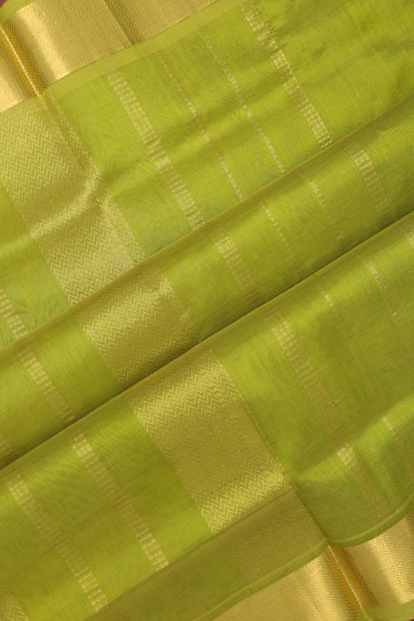 Silk Cotton Saree In Purple And Green With Checks Design