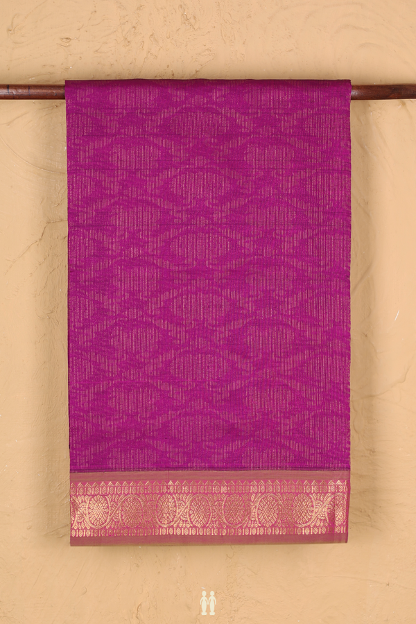 Silk Cotton Saree In Purple Rose With Peacock Design