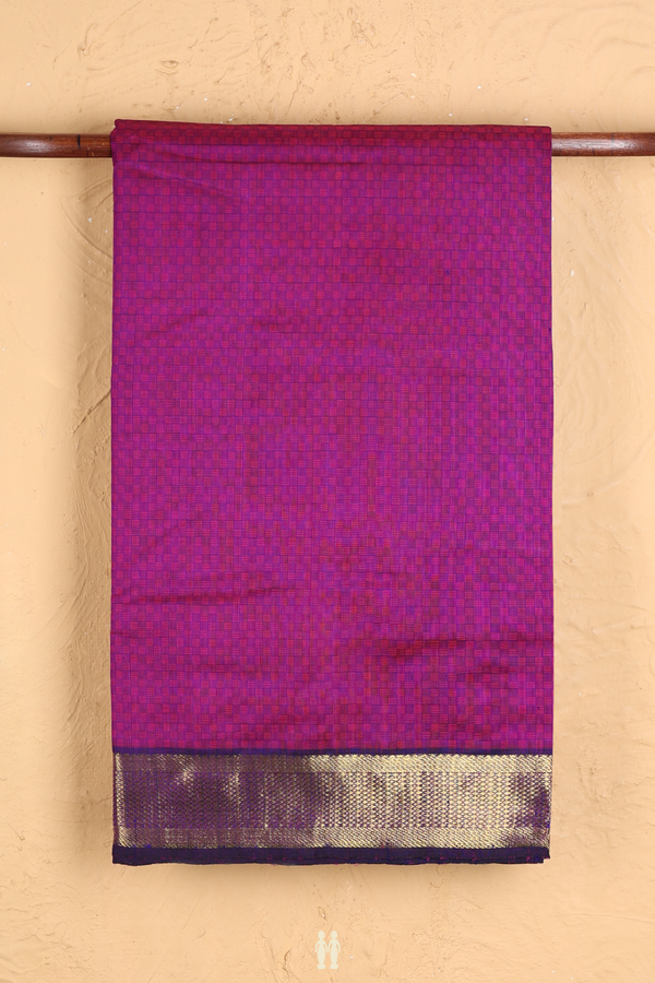Silk Cotton Saree In Purple With Paai Madippu Kattai