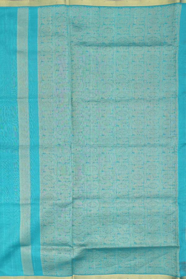 Silk Cotton Saree In Rani Pink With Peacock Buttas