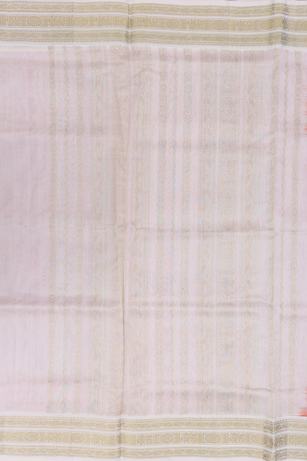 Silk Cotton Saree In Rani Pink With Peacock Buttas