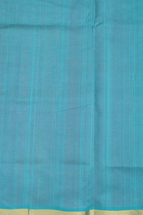 Silk Cotton Saree In Rani Pink With Peacock Buttas