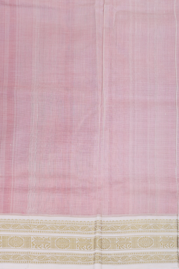 Silk Cotton Saree In Rani Pink With Peacock Buttas