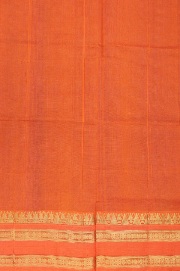 Silk Cotton Saree In Royal Blue Along Checks With Buttas