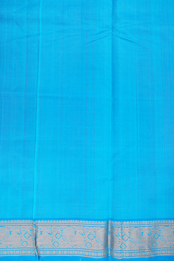 Silk Cotton Saree In Royal Blue With Checks Design
