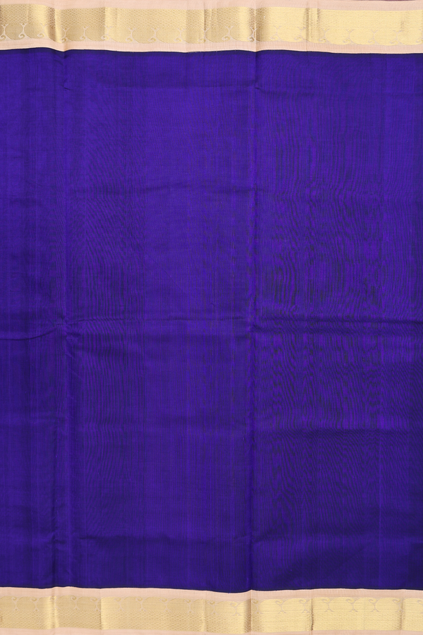 Silk Cotton Saree In Royal Blue With Contrast Border