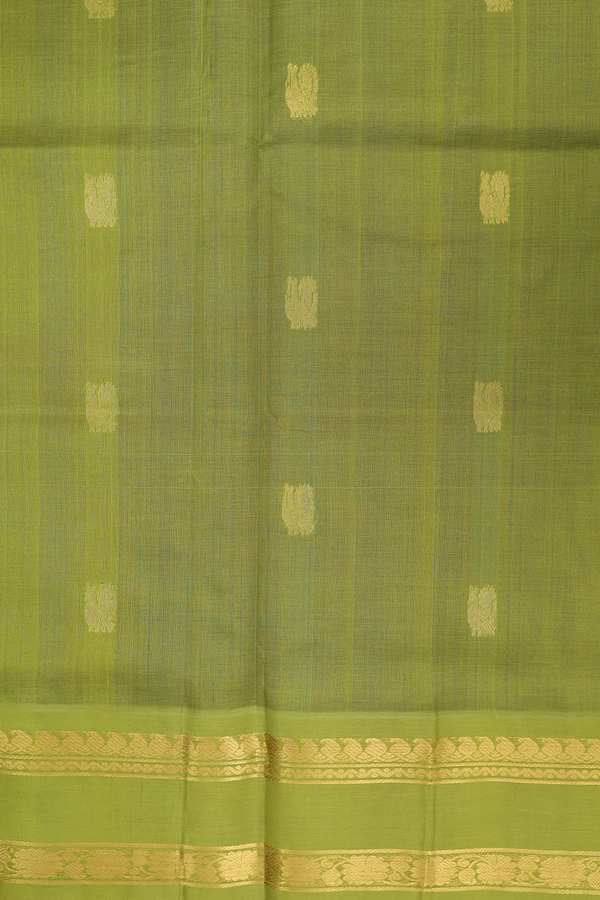 Traditional Silk Cotton Saree In Blue With Peacock Buttas