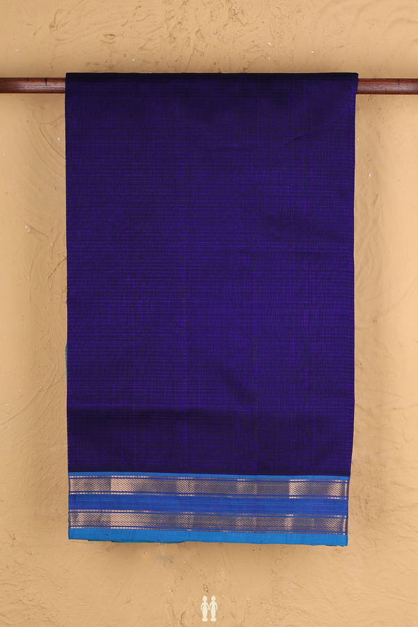 Traditional Silk Cotton Saree Royal Blue With Zari Border