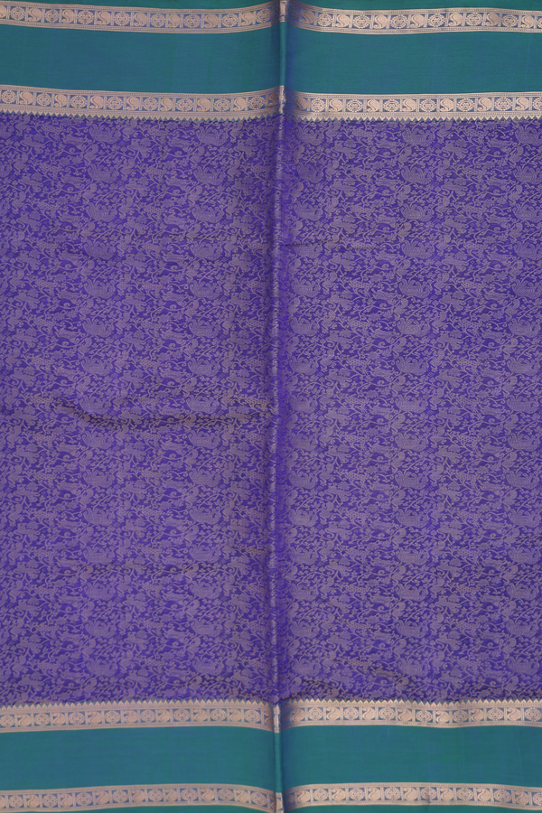 Silk Cotton Saree In Royal Blue With Vanasingaram Design