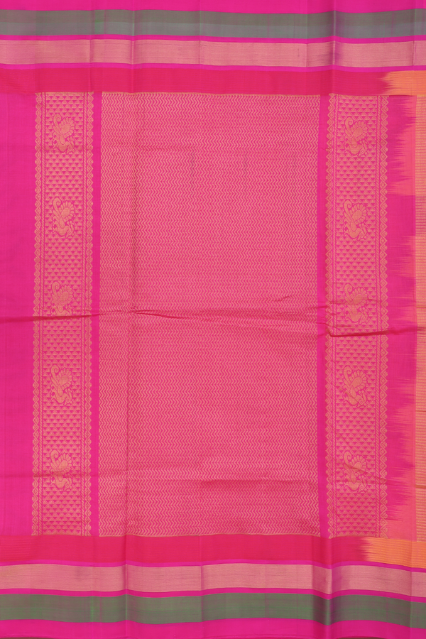 Silk Cotton Saree In Royal Orange With Contrast Border