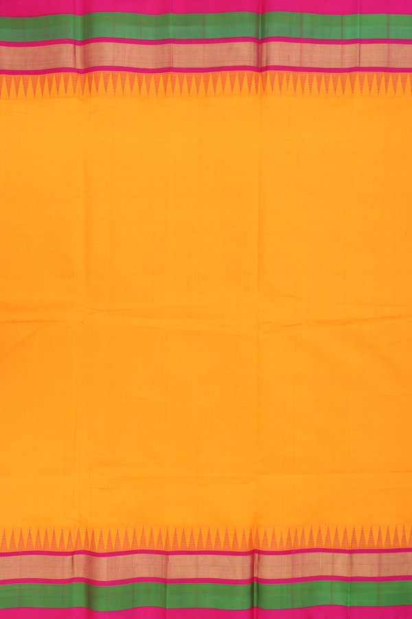 Silk Cotton Saree In Royal Orange With Contrast Border