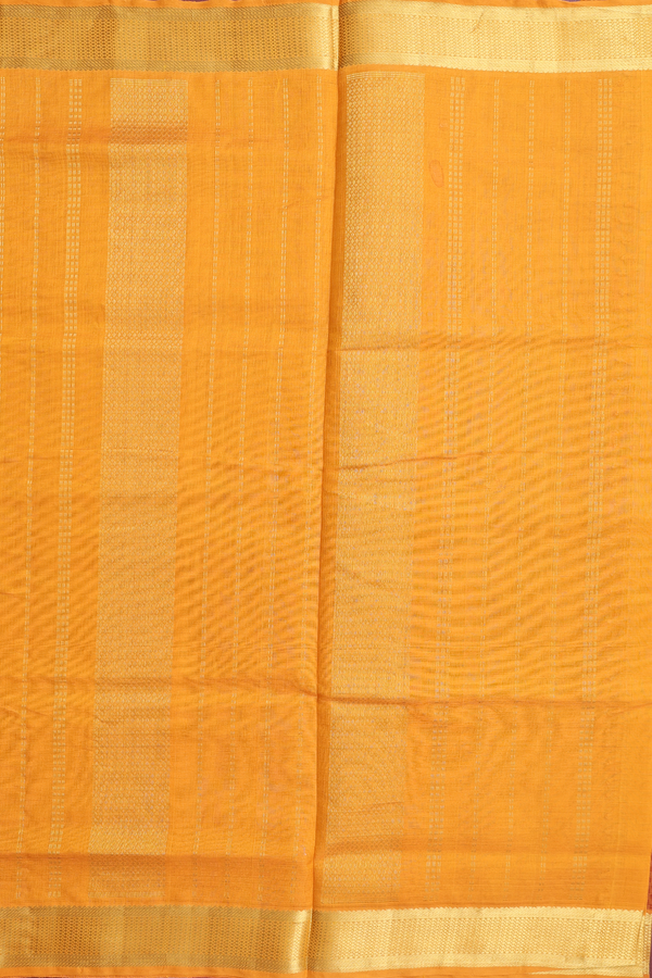 Silk Cotton Saree In Rust Orange With Paai Madippu Kattai