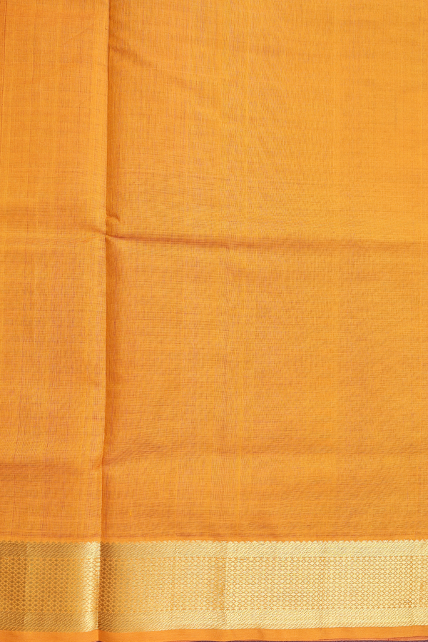 Silk Cotton Saree In Rust Orange With Paai Madippu Kattai