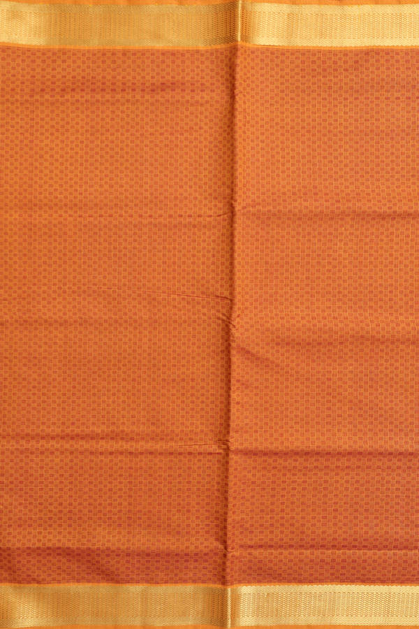 Silk Cotton Saree In Rust Orange With Paai Madippu Kattai