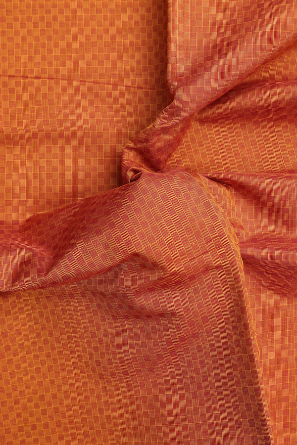 Silk Cotton Saree In Rust Orange With Paai Madippu Kattai