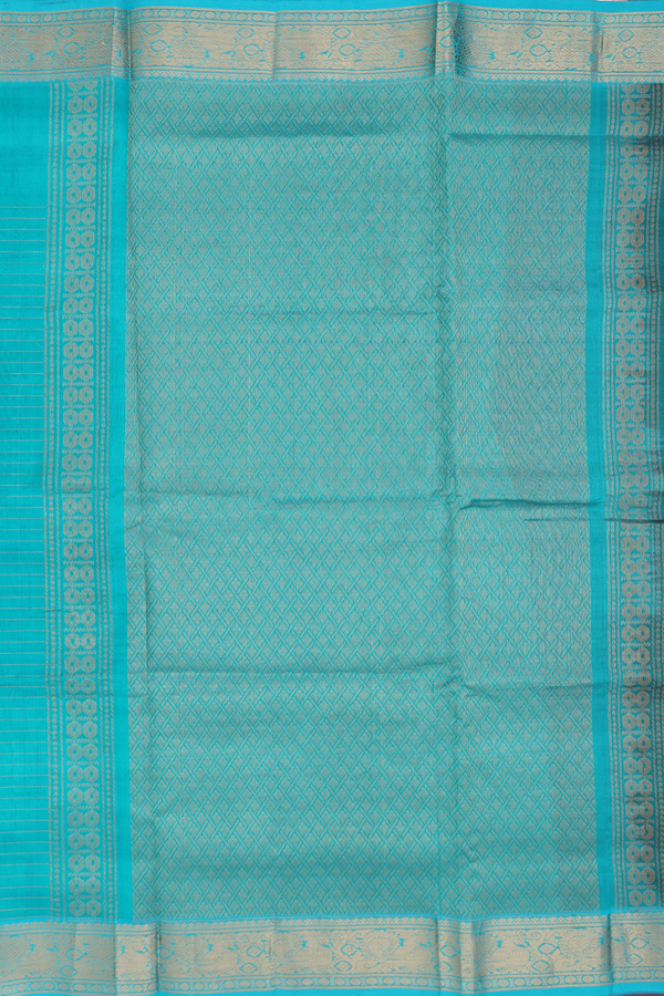 Silk Cotton Saree In Rust Red With Checks Design