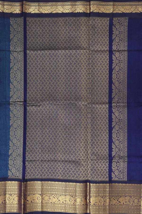 Silk Cotton Saree In Sea Green With Contrast Border