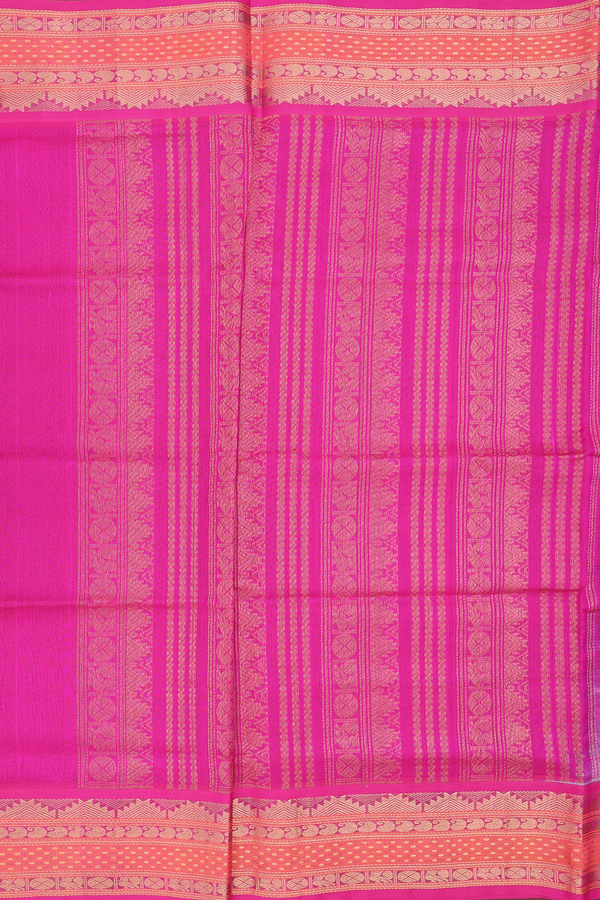 Silk Cotton Saree In Steel Blue With Contrast Border