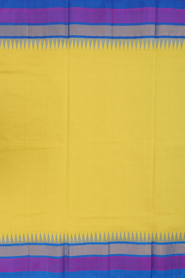 Silk Cotton Saree In Sunflower Yellow With Contrast Border