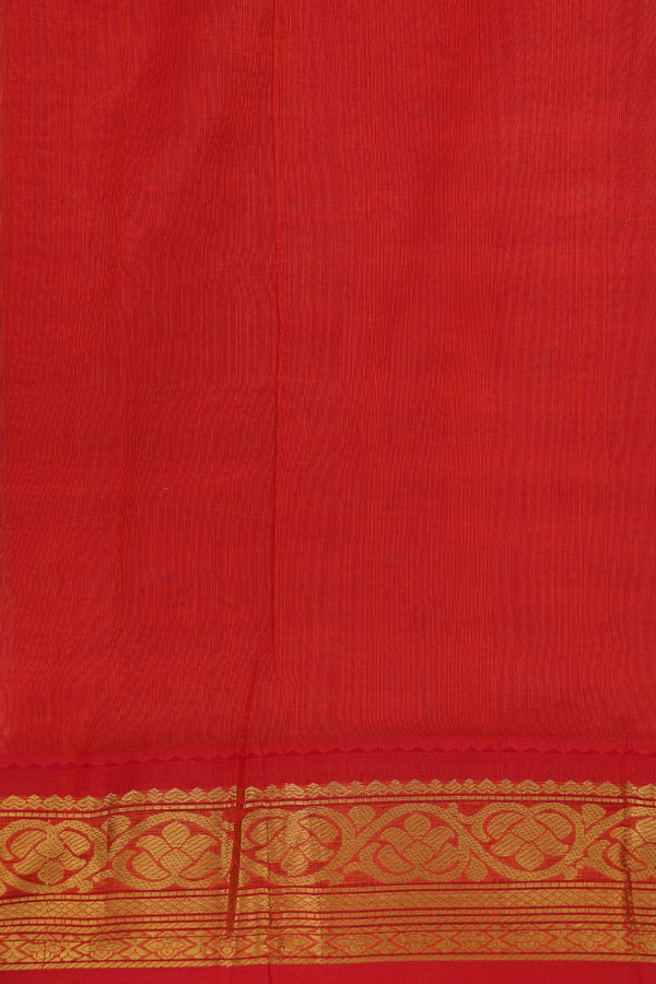 Silk Cotton Saree In Tan And Lavender With Checks Design