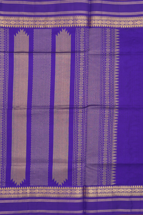 Silk Cotton Saree In Turkish Blue With Printed Design