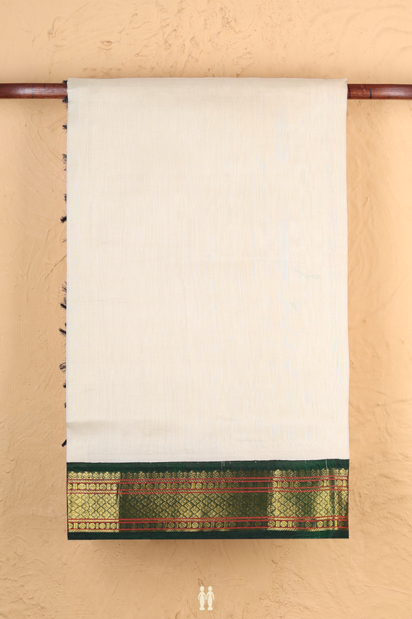 Silk Cotton Saree In White With Contrast Border