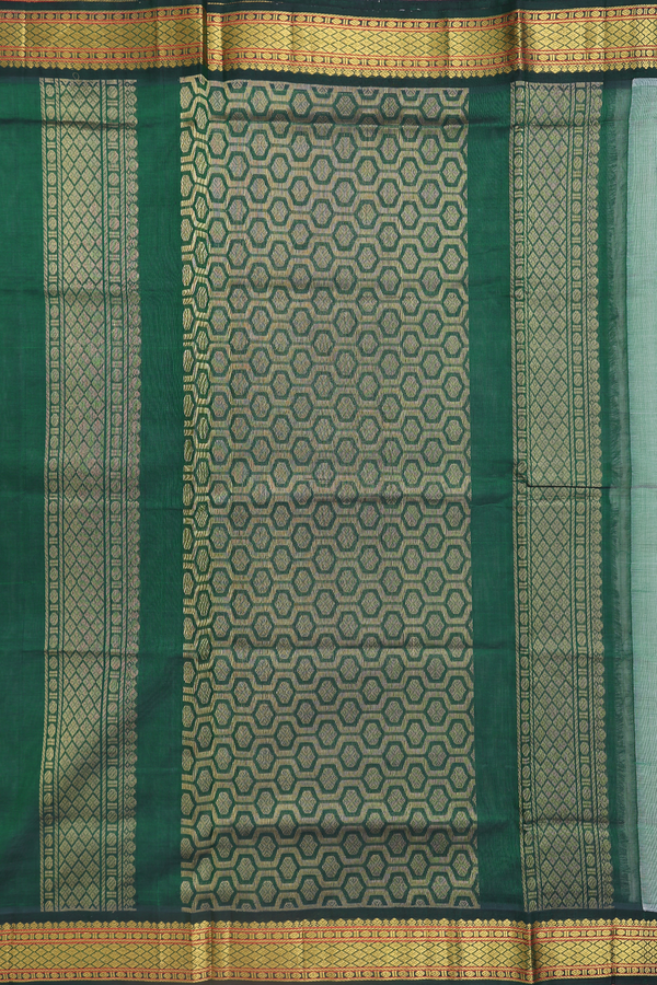 Silk Cotton Saree In White With Contrast Border