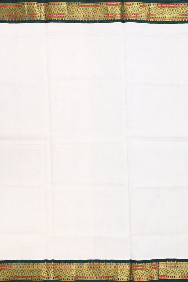 Silk Cotton Saree In White With Contrast Border