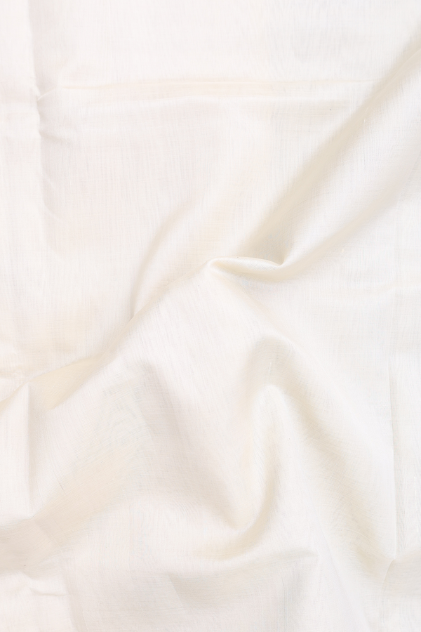 Silk Cotton Saree In White With Contrast Border