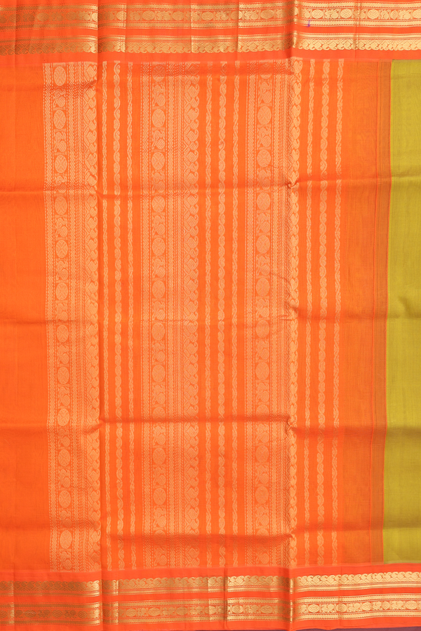 Silk Cotton Saree In Golden Yellow With Paisley Buttas