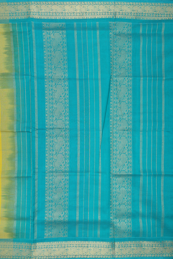 Silk Cotton Saree In Yellow With Threadwork Buttas