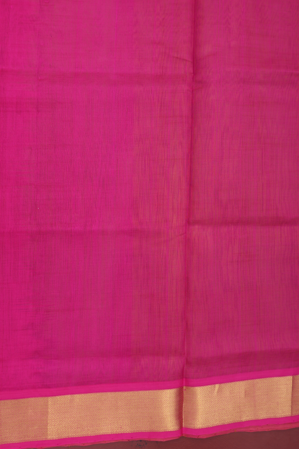 Silk Cotton Saree In Yellowish Brown With Zari Buttas